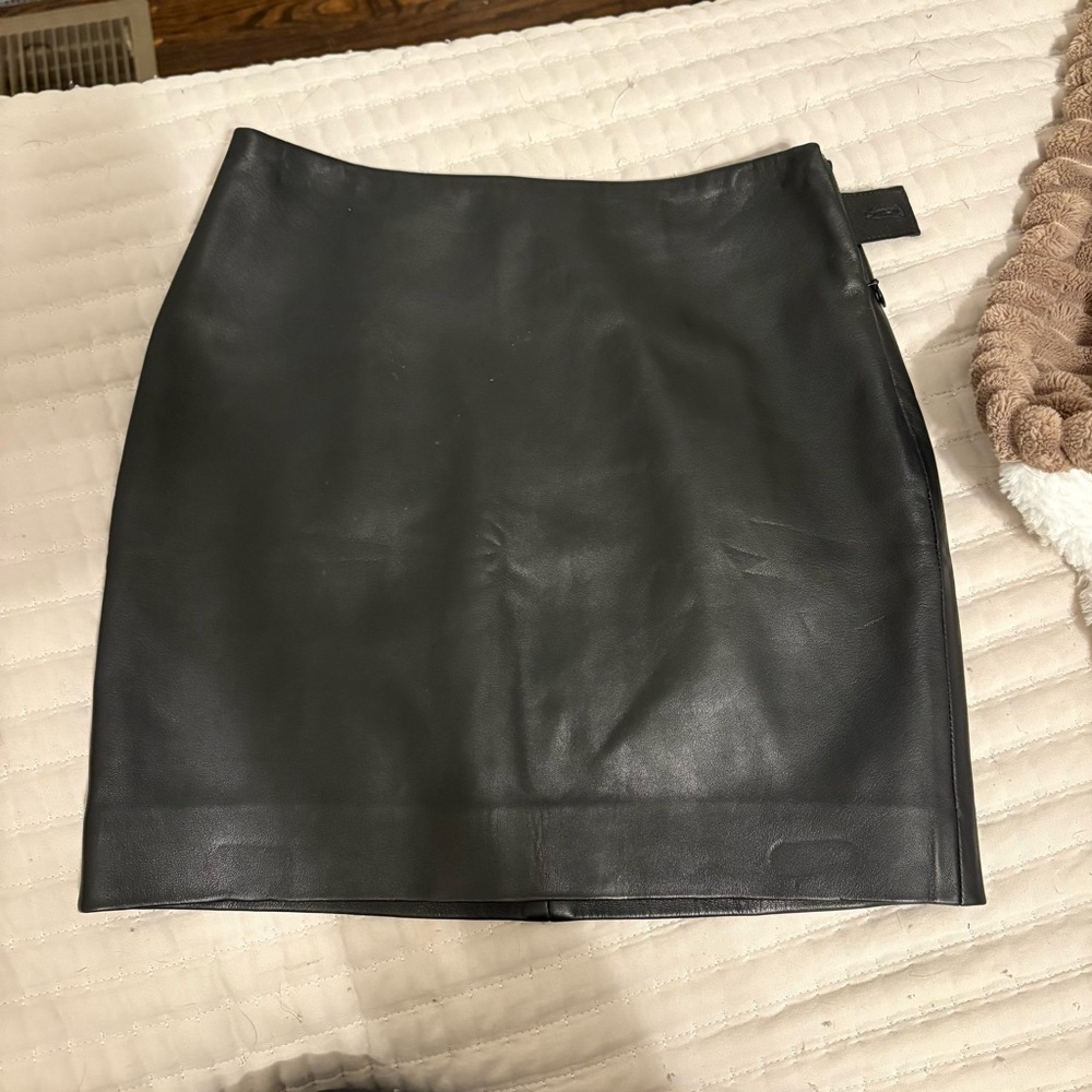 Aritzia Black Leather Skirt